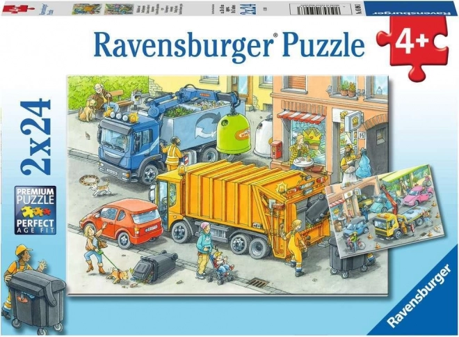 Ravensburger puzzle Kukásautó és Vontató jármű 2x24 darab