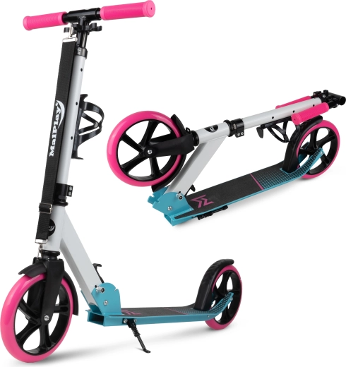 Összecsukható roller fehér‑rózsaszín‑kék, vállpánttal