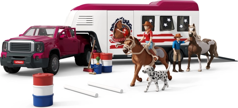 Schleich Horse Club Lakeside autó lovasszállító utánfutóval