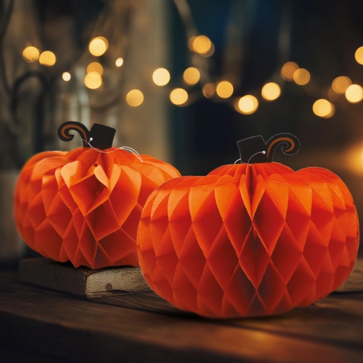 Halloween papírdísz – tök alakú lampionok 25/30 cm, 2 darab