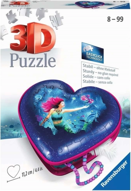 RAVENSBURGER 3D puzzle szív – sellős ékszerdoboz, 54 darab