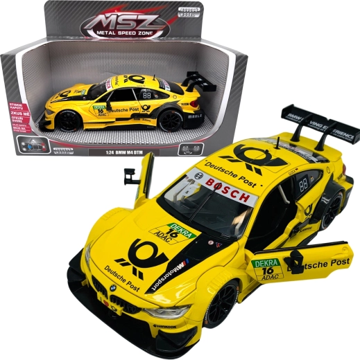 Fém BMW M4 DTM modell 1:24 sárga