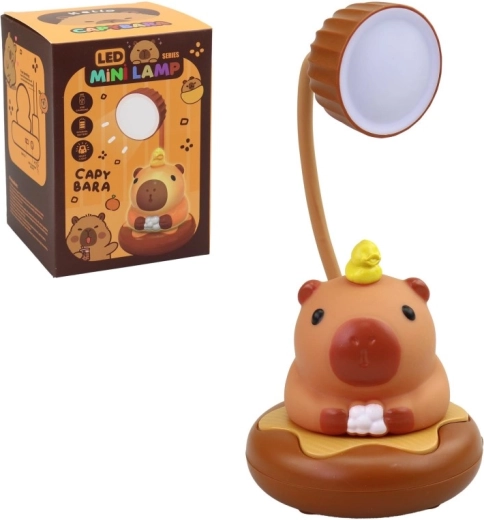 Aranyos kapibara asztali lámpa hajlítható nyakkal, USB-s