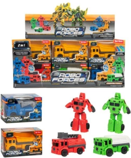 Mini átalakuló autó/robot műanyag 9 cm, 4 szín