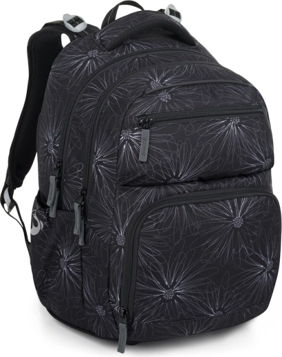 Bagmaster Zipster iskolatáska fekete virágokkal