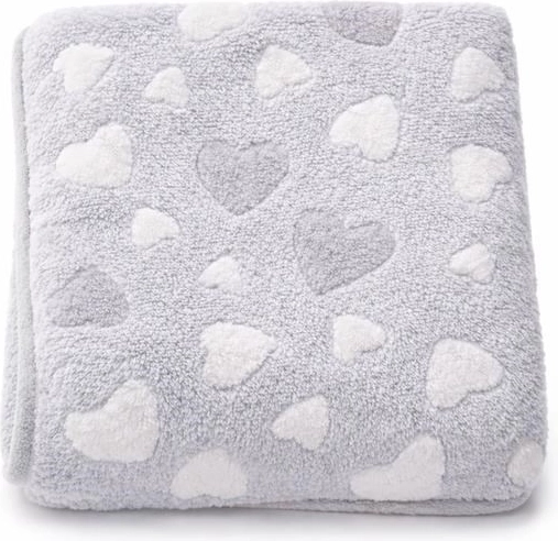 New Baby babatakaró szívecskés, szürke 80 × 90 cm