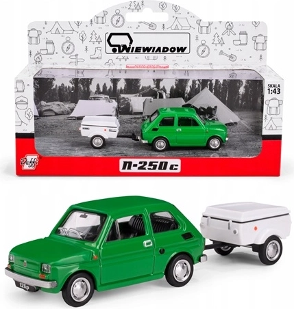 Fiat 126p Niewiadów N250C lakókocsival, zöld (1:43)