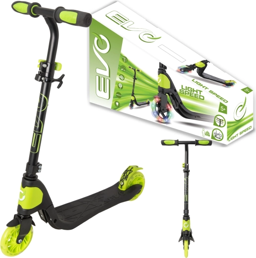 Evo gyerek összecsukható roller Light Speed fekete–lime, világító kerekekkel