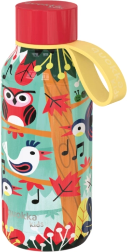 Quokka Kids Solid Birds rozsdamentes acél termoszpalack pánttal 330 ml