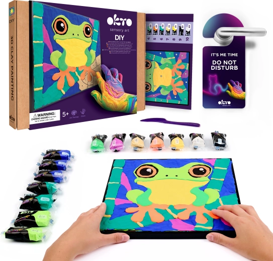 OKTO Levelibéka – kreatív készlet: festés gyurmával számok szerint, 29 × 29 cm