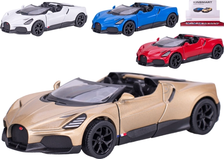 Kinsmart fém modell Bugatti Mistral visszahúzós mechanizmussal, 1:36 méretarányban
