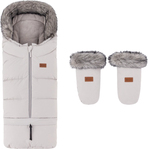 Petite&Mars Arctic 4 az 1-ben téli bundazsák Fjora Champagne Shower babakocsira való kesztyűvel