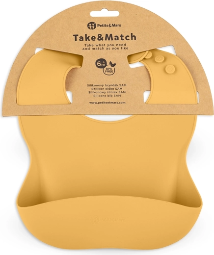 PETITE&MARS Take&Match intenzív okker színű szilikon előke 6h+