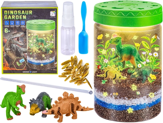 Gyerek terrárium dinoszauruszokkal, LED éjszakai fénnyel – 1 db