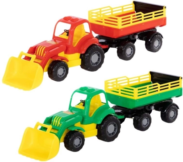Traktor elülső rakodóval és pótkocsival Mighty – 1 db