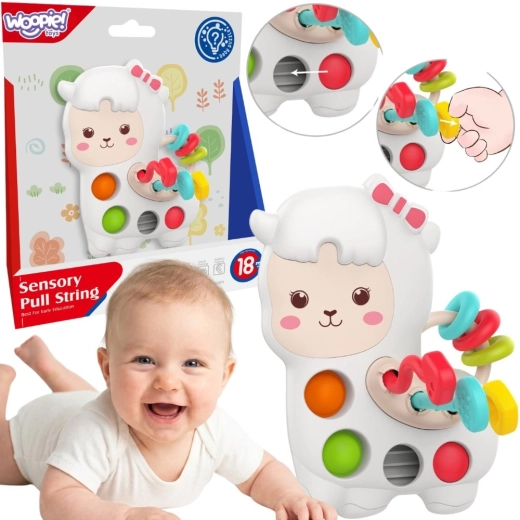 Woopie baby érzékszervi manipulációs Montessori játék – láma 3 az 1-ben 18h+