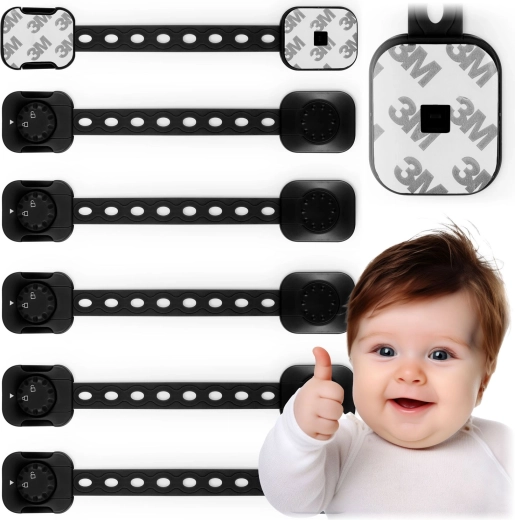 RICOKIDS gyermekbiztonsági szekrényzárak, 6 db, fekete