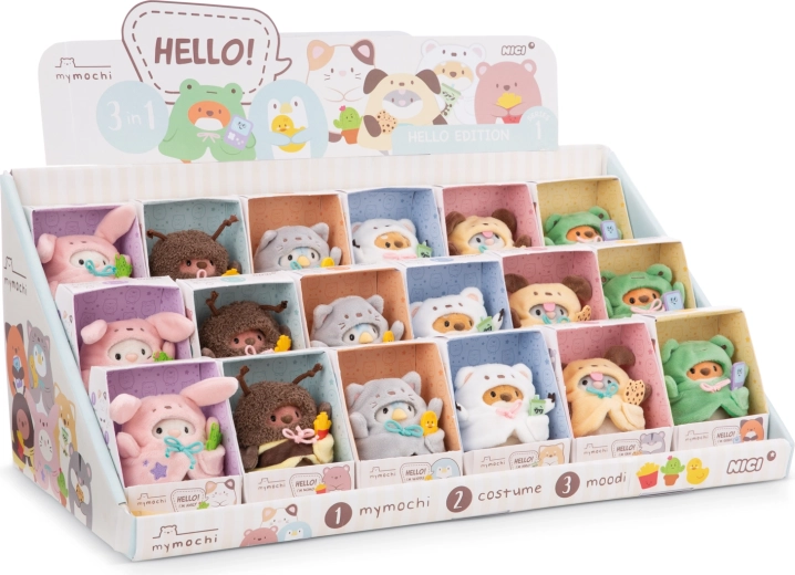 Nici MyMochi Hello – pultdisplay plüssfigurákkal 8 cm, 18 db vegyes