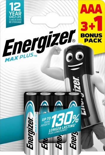 Energizer Max Plus AAA alkáli elemek 3+1 ingyen, 4 db