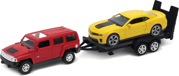 Welly autószállító Hummer H3 + Chevrolet Camaro ZL1 1:34