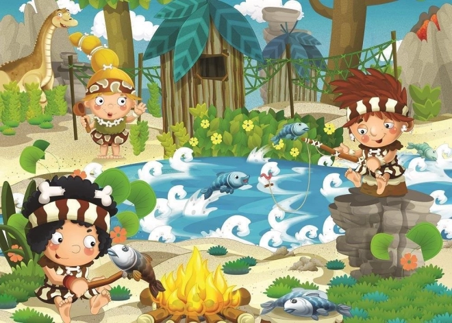 Őskori piknik puzzle - 100 darab