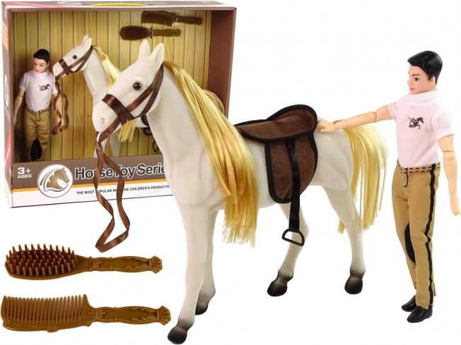 Lovagló baba fehér lóval