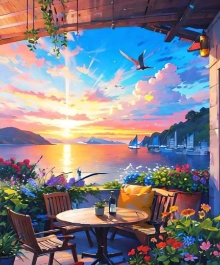 Gyémántszemes kirakó Tóparti pihenő 30 × 40 cm