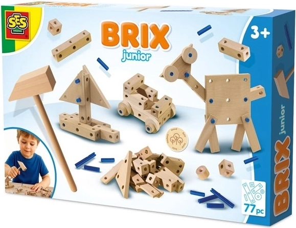 SES Brix junior fa építő készlet kalapáccsal