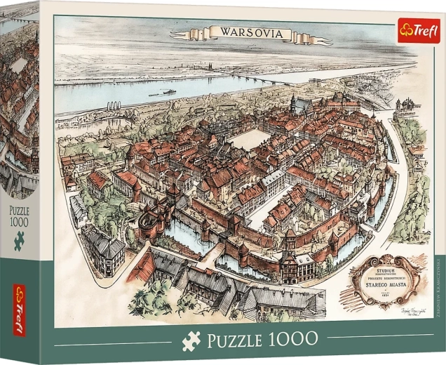 Trefl puzzle: Az Óváros újjáépítésének terve, Varsó 1951 – 1000 darab
