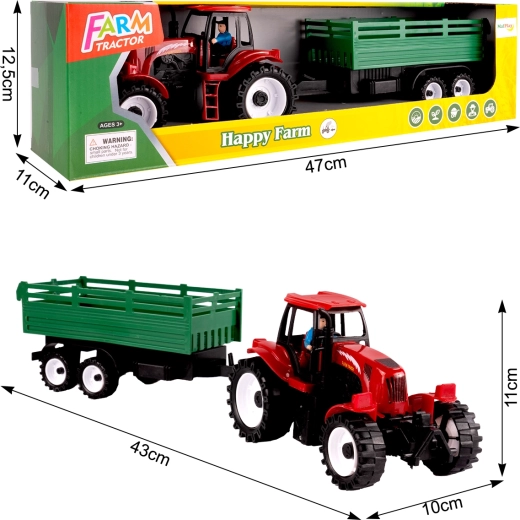 Traktor utánfutóval 43 cm