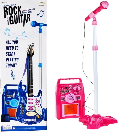 Elektromos gitár teljesítményerősítővel – kék