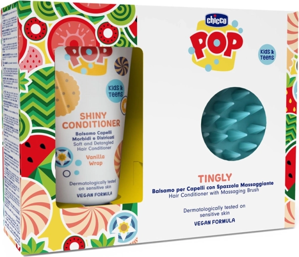 Chicco POP Vanilla Shiny hajkondicionáló 150 ml fejbőr-masszírozó kefével
