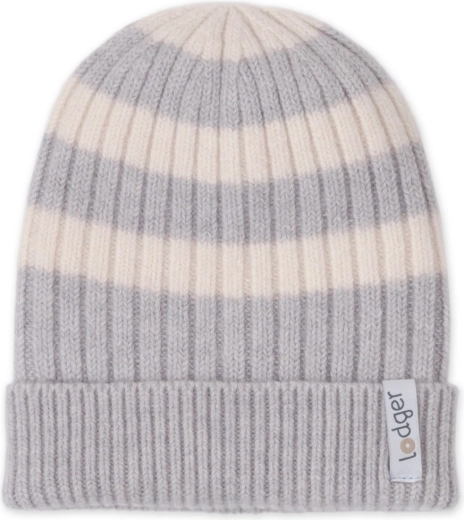 Lodger kötött merinó sapka Stripe Merino Storm (3–6 hónapos)