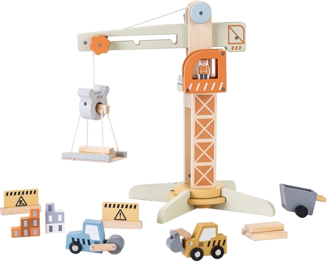 2Kids Toys fa építődaru tartozékokkal