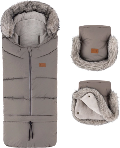 Petite&Mars téli szett: Arctic 4 az 1-ben lábzsák + Furry mocha mousse babakocsi kézmelegítő