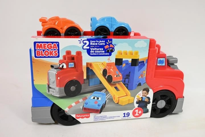 Mega Bloks teherautó versenypályával és 2 járművel
