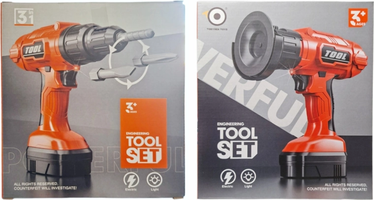 Gyermek elektromos fúró és csiszoló 2 az 1-ben – elemes szerszámkészlet