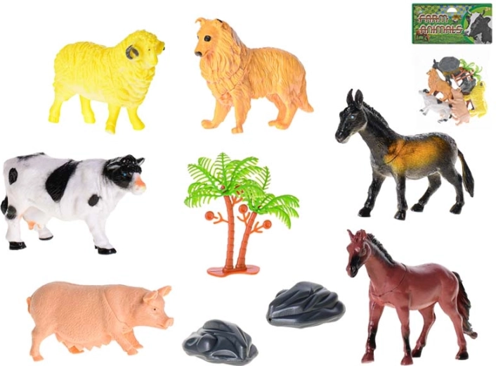 Farmállat szett 8–10 cm, 6 db kiegészítőkkel