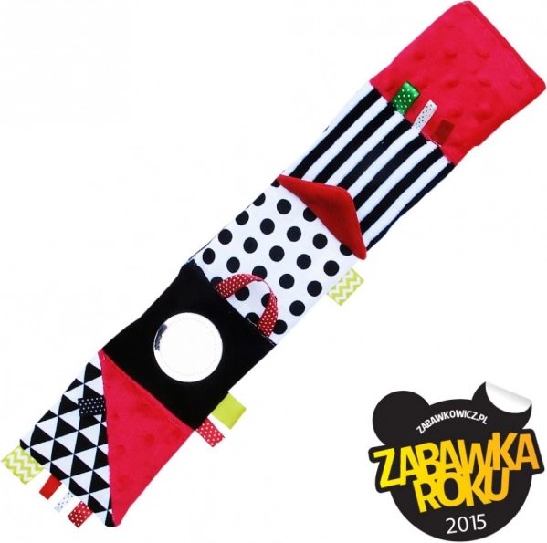 Piros érzékszervi textil baba-könyv