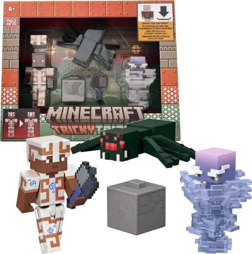 Mattel Minecraft Tricky Trials készlet 3 figurával és kiegészítőkkel, digitális kóddal