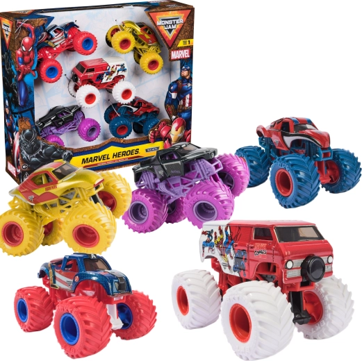 Monster Jam Marvel Heroes 5 mini monster truck szett 1:64