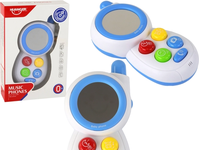 Kék gyerek interaktív tükör telefonnal, fényekkel és hangokkal