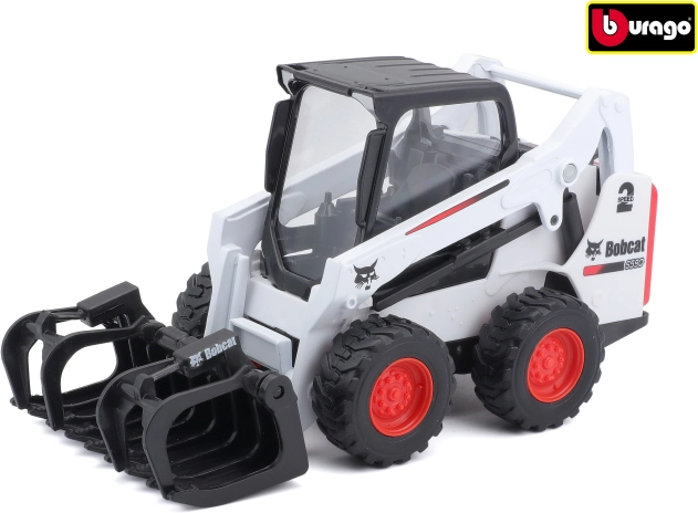 Bburago 10 cm Bobcat S590 csúszókormányzású rakodó rönkfogóval
