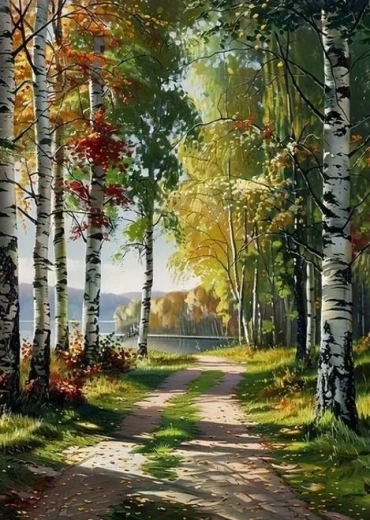 Norimpex gyémántfestő készlet: Erdőn át vezető út a tó mellett 30 × 40 cm