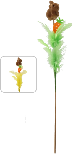 Húsvéti beszúrható dekor Nyuszika tollacskákkal 30 cm