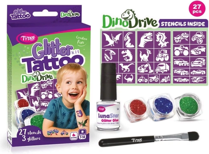 DinoDrive csillogó tetoválás szett