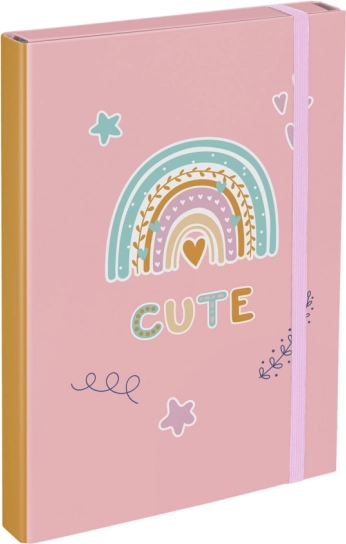 BAAGL gumis mappa iskolai füzetekhez A4 – Szivárvány, rózsaszín