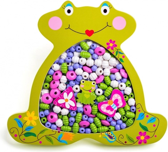 Fűzhető fa gyöngyök – béka