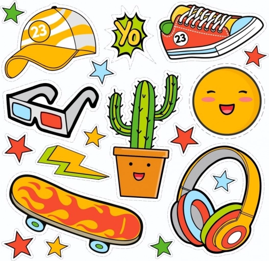 YO vasalható matricák – kis ív nyári motívumokkal