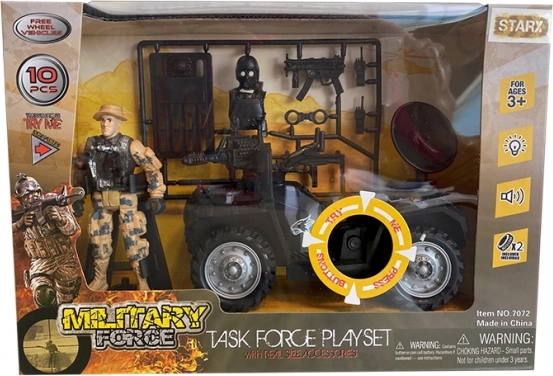 Katonai készlet járművel és kiegészítőkkel hatásokkal